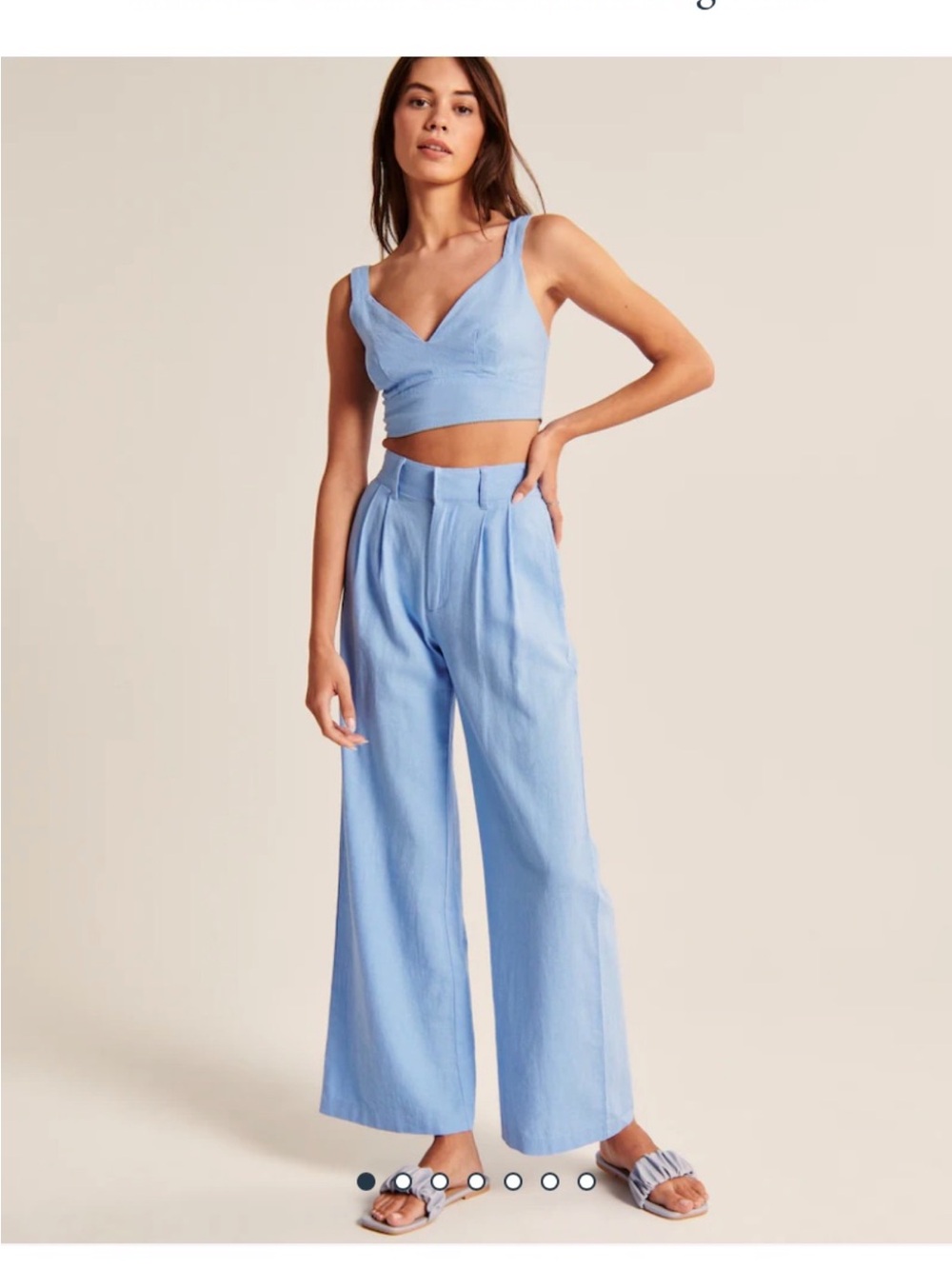 Abercrombie & Fitch Sky Blue Wide-Leg High-Rise Trousers and Cropped Linen Top